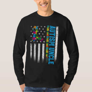 Retro American Flag Autism Uncle Awareness T-Shirt