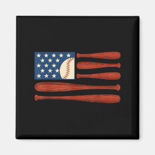 Retro American Flag Baseball 4th of July Baseball Magnet