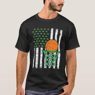 Retro American Flag Basketball Sport St. Patrick's T-Shirt