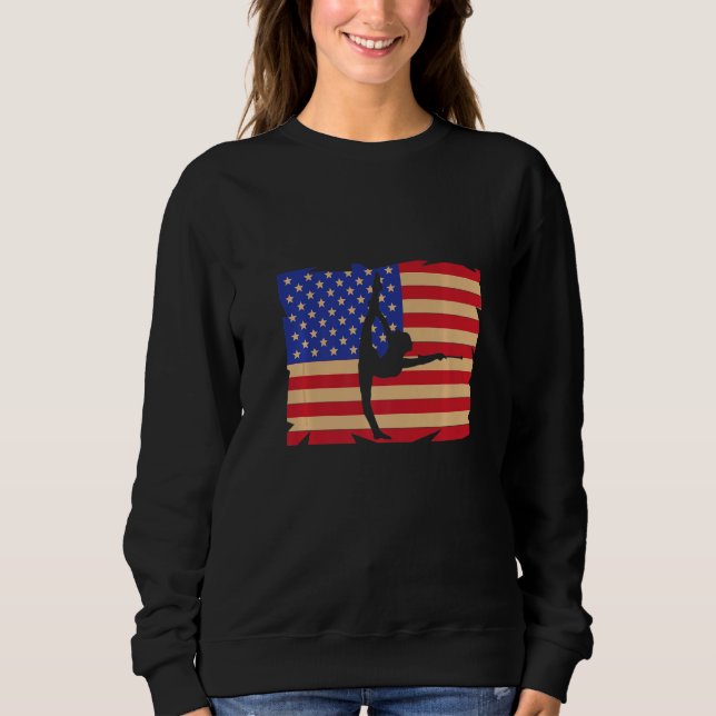 Retro American Flag Baton Twirling Twirler Majoret Sweatshirt (Front)