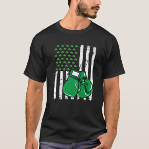 Retro American Flag Boxing Sport St. Patrick's Day T-Shirt