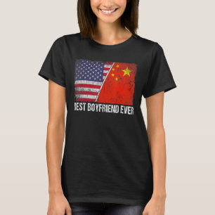 Retro American Flag China Flag Best Boyfriend Ever T-Shirt