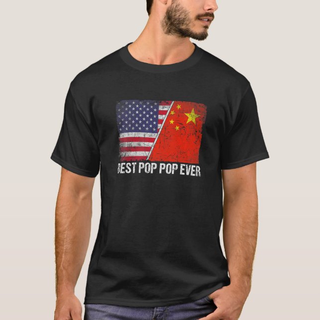 Retro American Flag China Flag Best Pop Pop Ever F T-Shirt (Front)