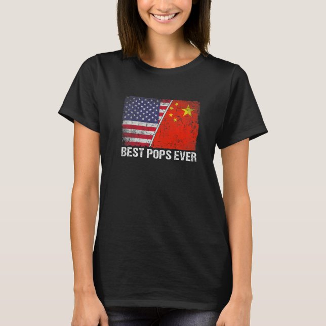 Retro American Flag China Flag Best Pops Ever Fami T-Shirt (Front)