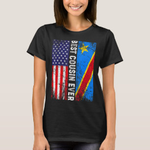 Retro American Flag Congo Flag Best Cousin Ever Fa T-Shirt