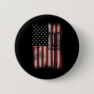 Retro American Flag Disc Golf Gift For Men Disc Go 6 Cm Round Badge