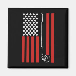 Retro American Flag Golf Gift For Golfer Funny Gol Magnet