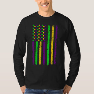 Retro American Flag Mardi Gras Funny US Mardi Gras T-Shirt
