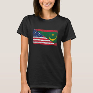 Retro American Flag & Mauritania Flag Patriotic T-Shirt