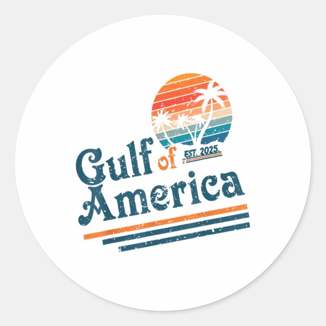 Retro American Flag Mexico  Classic Round Sticker (Front)