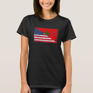 Retro American Flag & Morocco Flag Patriotic T-Shirt