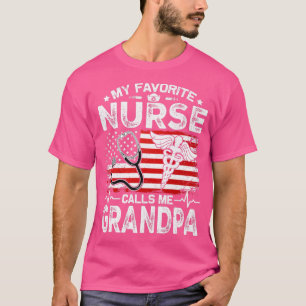 Retro American Flag My Favorite Nurse Calls Me Gra T-Shirt