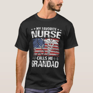 Retro American Flag My Favourite Nurse Calls Me Gr T-Shirt