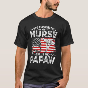 Retro American Flag My Favourite Nurse Calls Me Pa T-Shirt