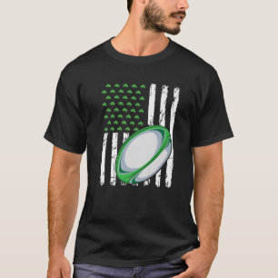 Retro American Flag Rugby Sport St. Patrick's Day T-Shirt