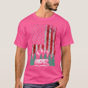 Retro American Flag Rv There Camper Camping Gift R T-Shirt