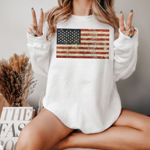 Retro American Flag Sweatshirt, Vintage USA Flag Sweatshirt