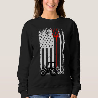 Retro American Flag Tractor Men Women Tractor Farm Sweatshirt