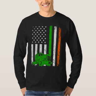 Retro American Flag Trucker St Patricks Day Shamro T-Shirt
