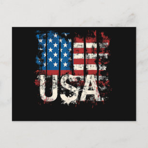 Retro American Flag USA 4th of July Holiday Postcard