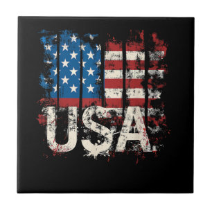 Retro American Flag USA 4th of July Tile