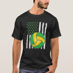 Retro American Flag Volleyball Sport St. Patrick's T-Shirt