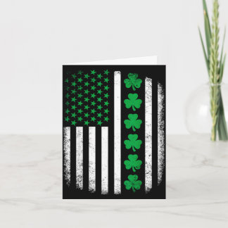 Retro american flag with shamrocks for st patricks card