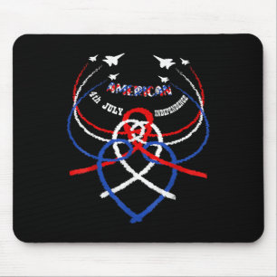 Retro American Patriotic Jets Usa Flag Happy Art J Mouse Pad
