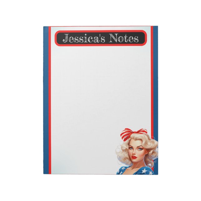 Retro American Pinup_ American Babe Notepad (Rotated)
