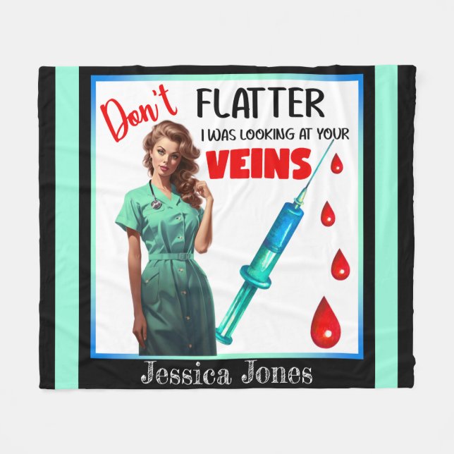 Retro American Pinup_  Don't Flatter Yourself Fleece Blanket (Front (Horizontal))
