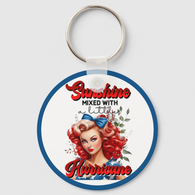 Retro American Pinup_ Sunshine Mixed  Key Ring (Front)
