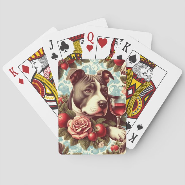 Retro American Pit Bull Terrier Illustration Playing Cards (Back)