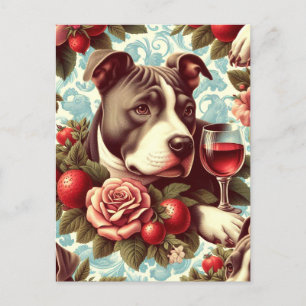 Retro American Pit Bull Terrier Illustration Postcard
