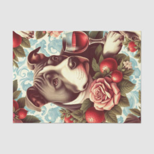 Retro American Pit Bull Terrier Illustration Tissue Paper