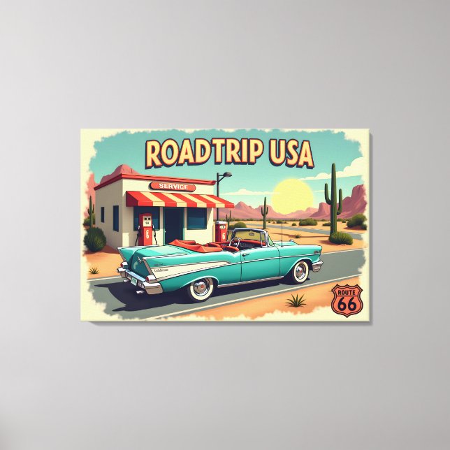 Retro American Road Trip Canvas Print (Front)