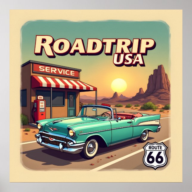 Retro American Road Trip Pop Art Poster (Front)