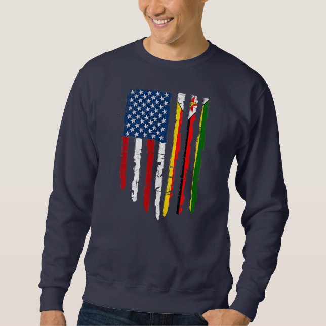 Retro American Zimbabwe Flag Men Women Patriotic  Sweatshirt (Front)