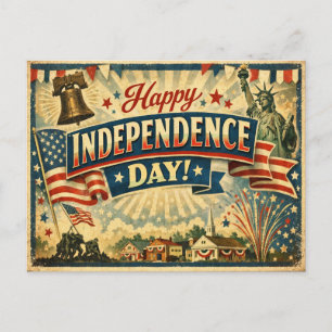 Retro Americana Independence Day Holiday Postcard