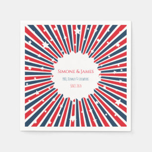 Retro Americana July 4th Starburst Party Decor Napkin