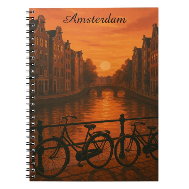 Retro Amsterdam Netherlands Grachten Sunset Glow  Notebook (Front)