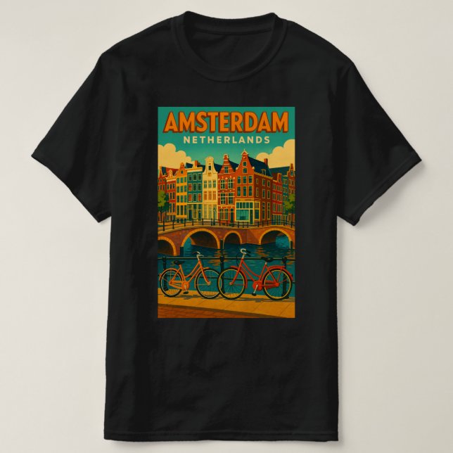 Retro Amsterdam Netherlands T-Shirt (Design Front)