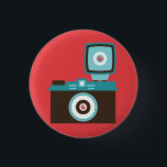 Retro Analogue Camera (Brown / Blue) Flair 3 Cm Round Badge<br><div class="desc">Cute colourful lomo instant camera graphic on flair button pins for analogue photography buffs.</div>