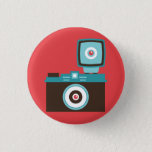 Retro Analogue Camera (Brown / Blue) Flair 3 Cm Round Badge<br><div class="desc">Cute colourful lomo instant camera graphic on flair button pins for analogue photography buffs.</div>