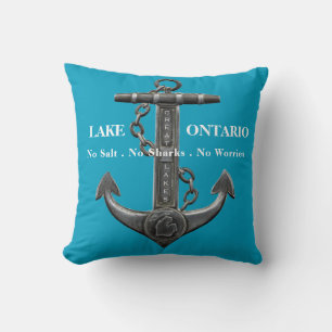 Retro anchor pirate nautical distressed Ontario  Cushion
