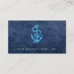 Retro Anchor with Rope on Watercolor Wash Business Card