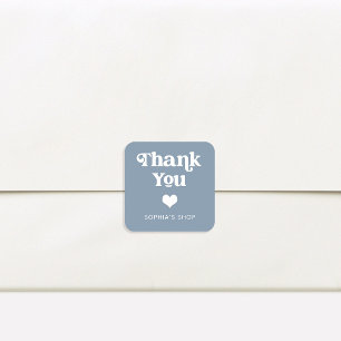 Retro and Boho   Dusty Blue Branding Thank You Square Sticker