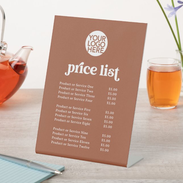 Retro and Boho | Services Price List and your Logo Pedestal Sign (In SItu)