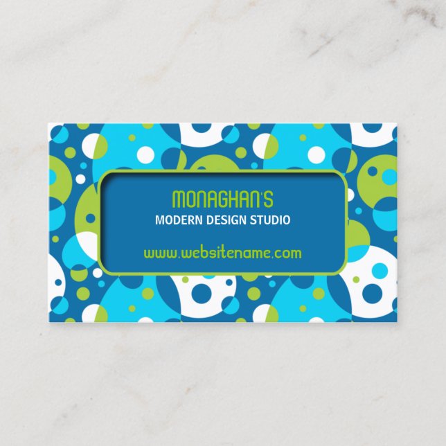 Retro and Fun Blue Business Card (Front)