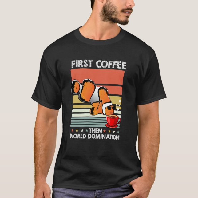 Retro Anemonefish Sunglasses Coffee  Vintage Clown T-Shirt (Front)