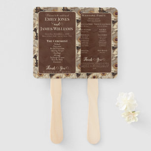 Retro Anemones Sparkle Destination Wedding Hand Fan